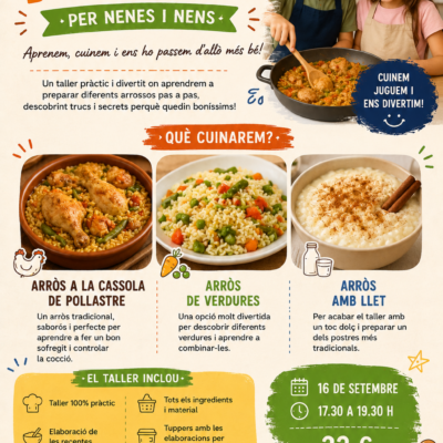 Taller de cuina per nenes i nens 22 € - Arrossos salats i dolços