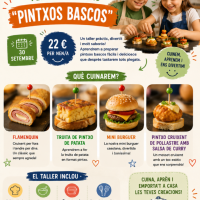 Taller de cuina per nenes i nens - 22 € Pintxos bascos